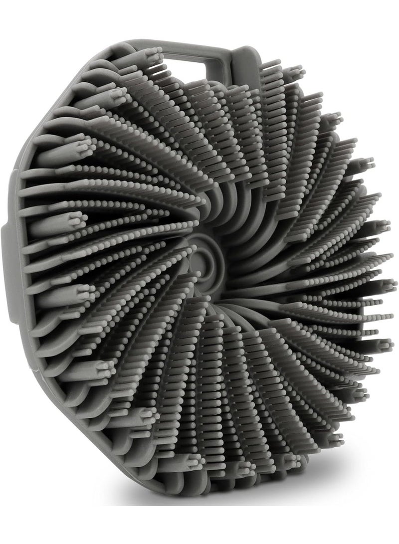 Premium Silicone Body Scrubber - Gentle Exfoliating Brush with Non-Slip Handle for All Skin Types (Grey) - Image 1